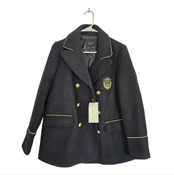 Zara Black Blazer with Gold Accents - Picture 3 of 6